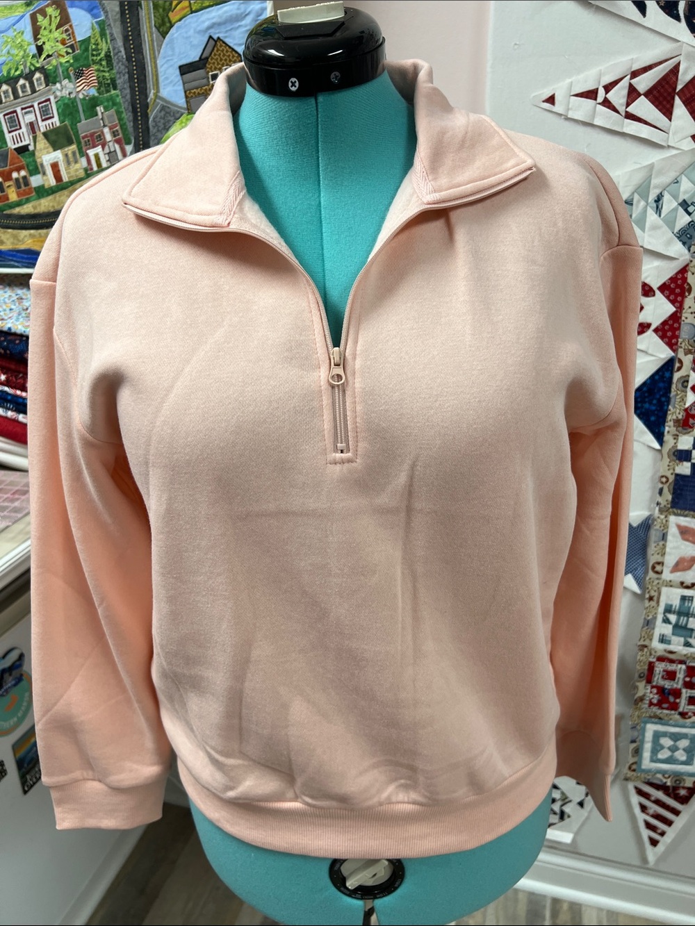 Rosio Light Pink Half-Zip Sweatshirt